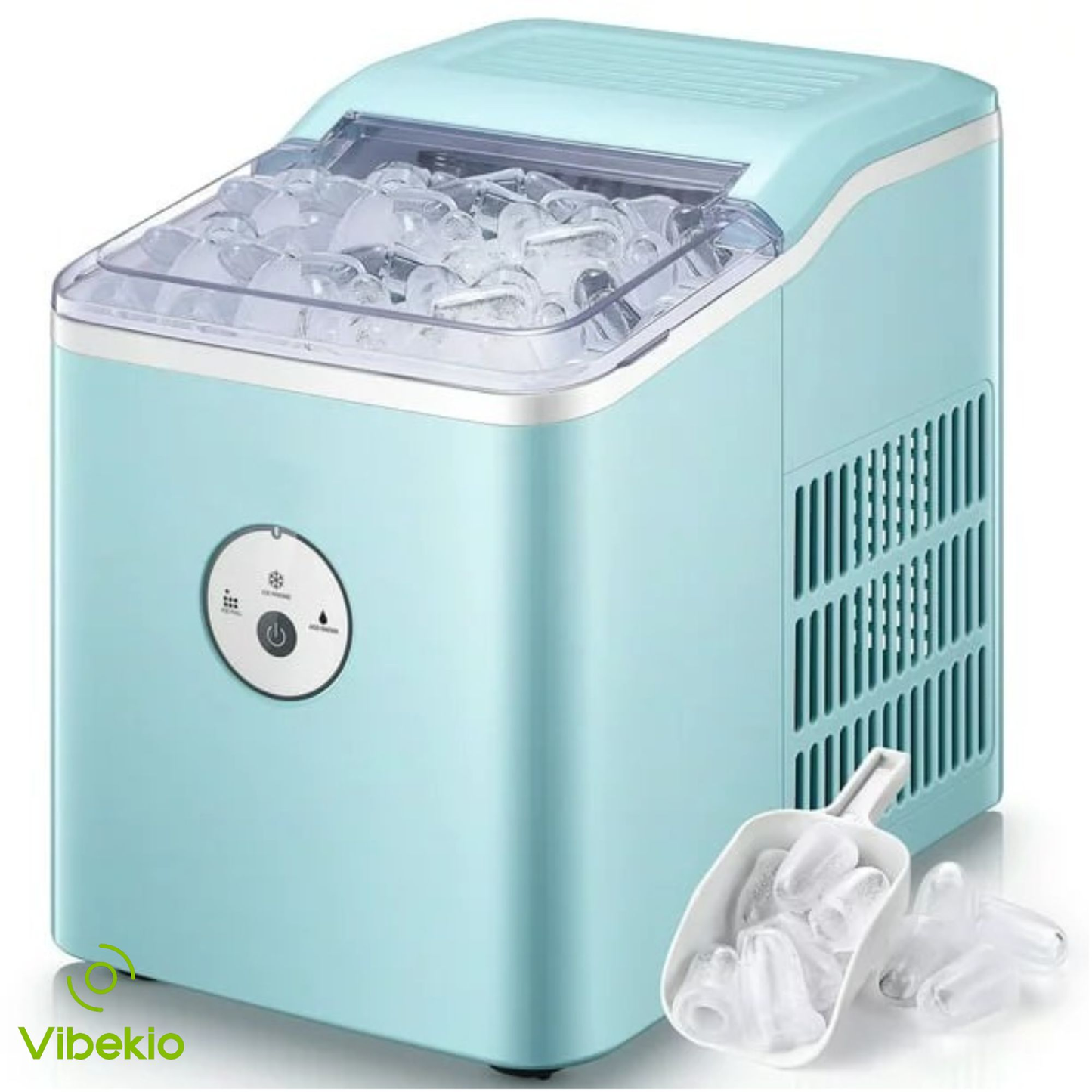 Vibekio Premium Countertop Ice Maker, Portable Compact Ice Cube Maker with Ice Scoop & Basket