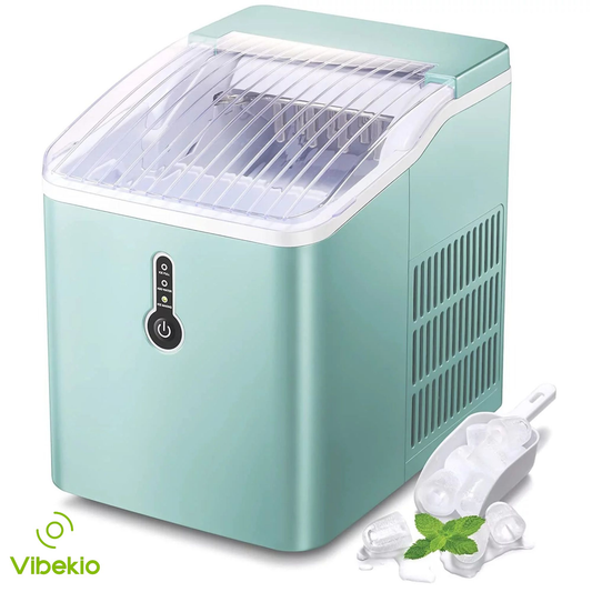 Self-Cleaning Vibekio Portable Ice Maker Machine with Handle, 9 Bullet-Shaped Ice Cubes Ready in 6 Mins