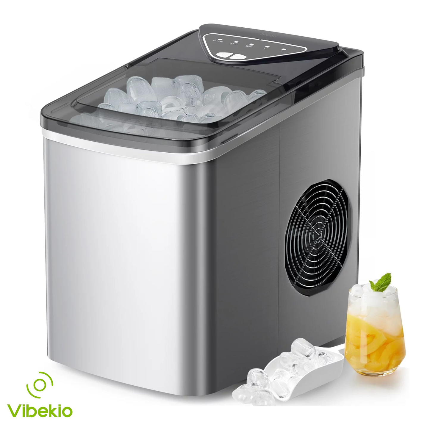 Vibekio Compact Portable Ice Makers Countertop, 26lbs/24H, 9 Cubes in 6 Mins